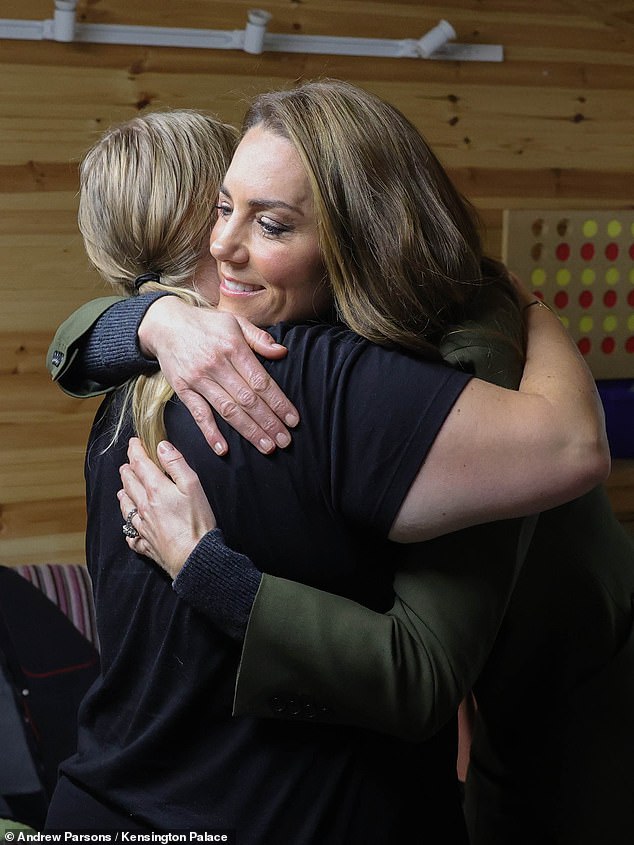 Her royal hugness! Kate gets a cuddle as she meets children with life ...