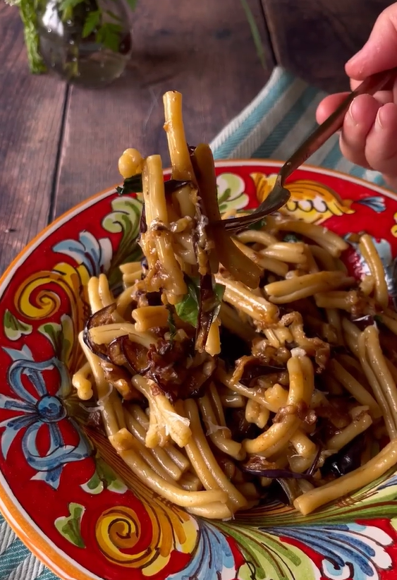 Casarecce cremose con melanzane in bianco