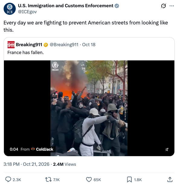 France responds to ICE meme with savage gun control dig