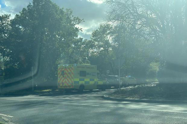 Person taken to hospital after crash involving motorbike