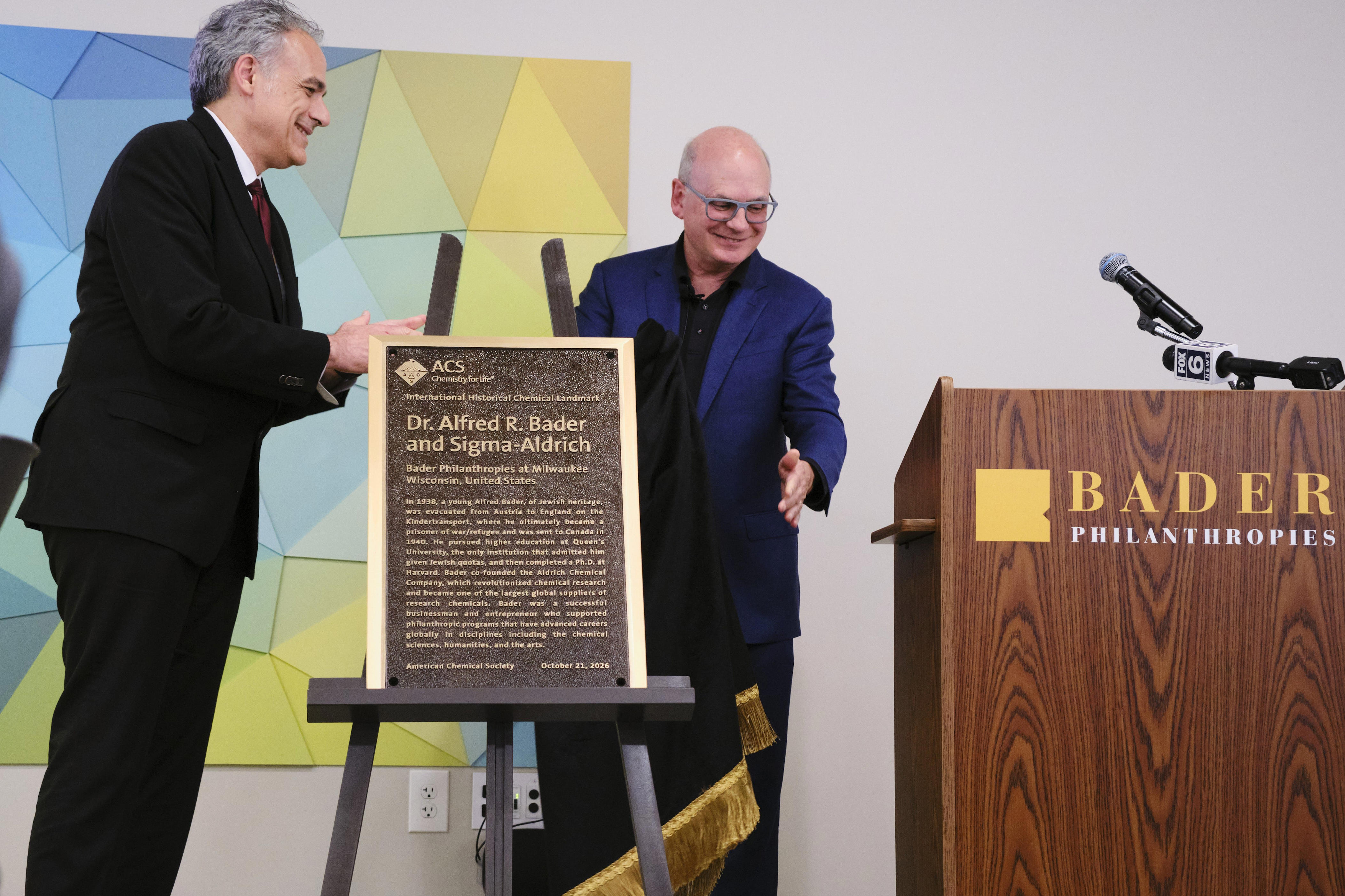 Bader Philanthropies recognized as historic landmark by chemical society