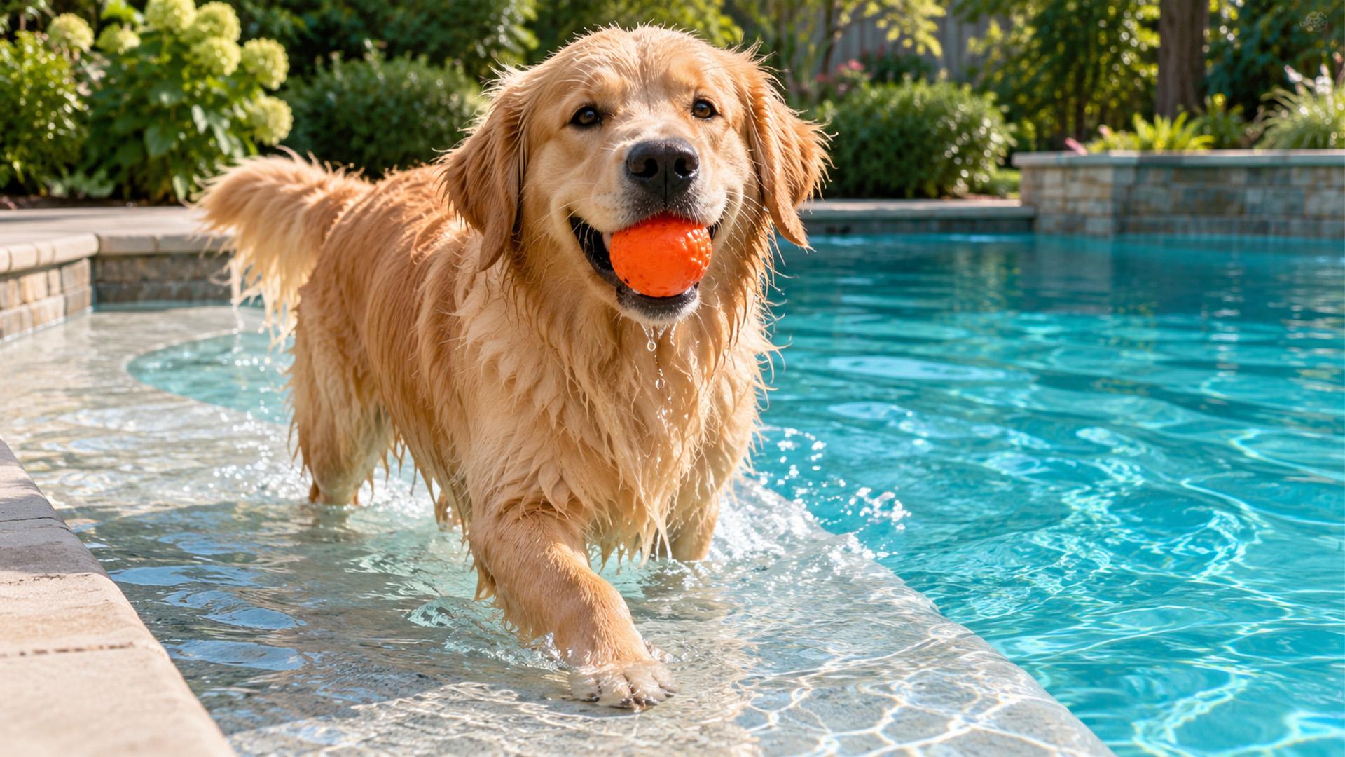 Golden retriever has the perfect summer pool day