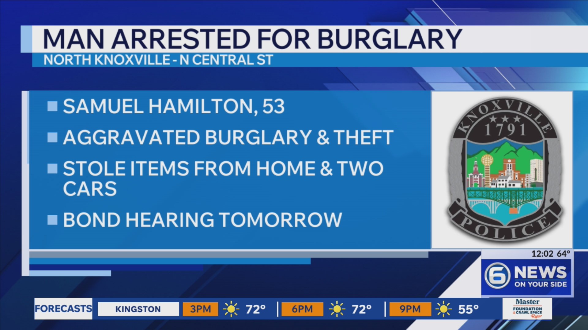 Man arrested after security camera stolen, home burgled in Knoxville