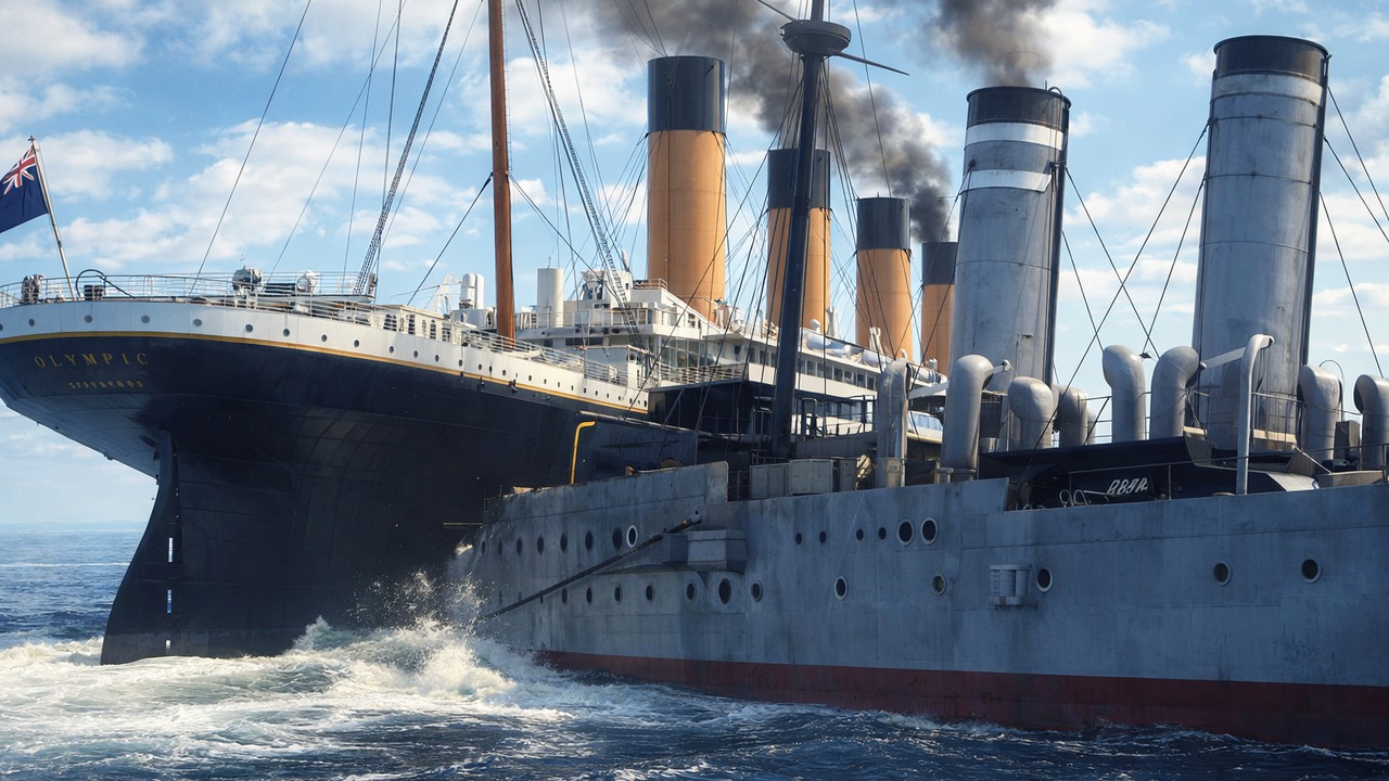 Examining the Olympic and Hawk ship collision