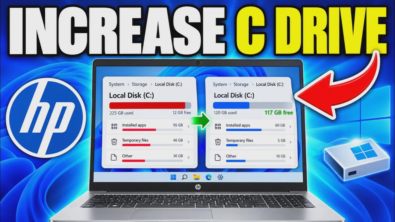 How to increase C drive space in HP laptop Windows 11