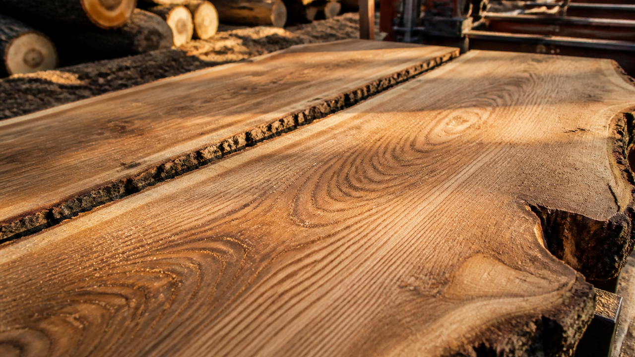 Sawing into oak logs uncovers the beauty hidden inside