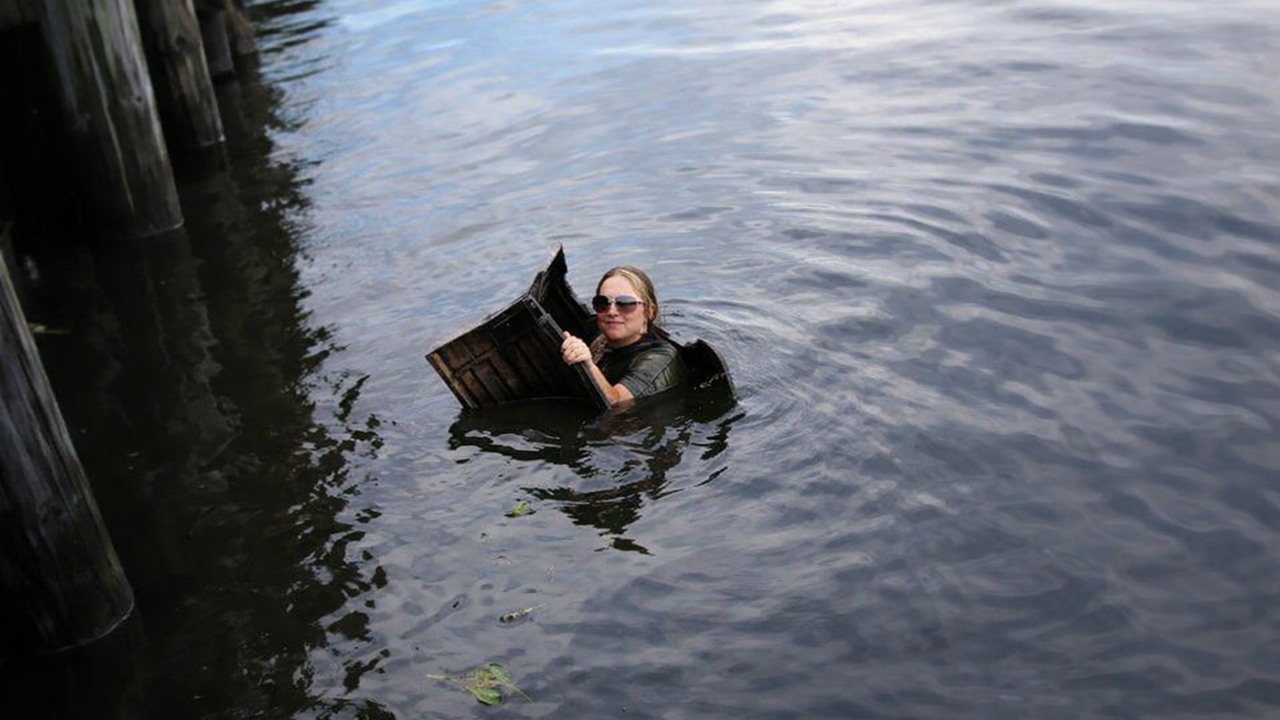 Magnet fishing retrieves a collection of submerged objects