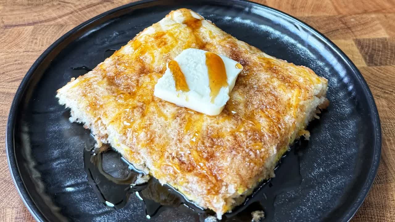 Sausage, bacon and egg breakfast bake gets a pancake batter topping