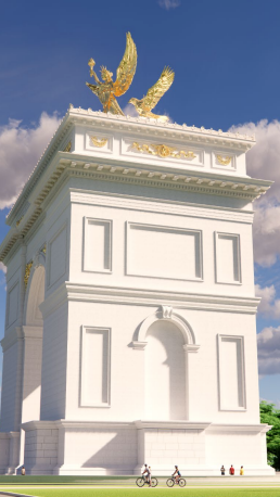 What's the latest with Trump's triumphal arch near Washington DC?