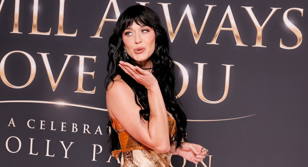 Katy Perry styles vintage Roberto Cavalli for Dolly Parton tribute