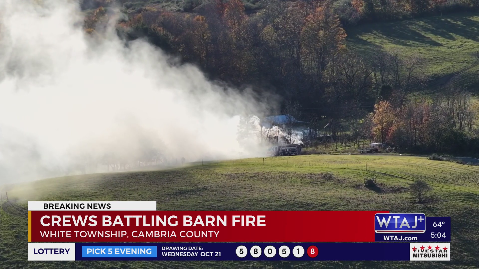 Crews battling barn fire in Cambria County