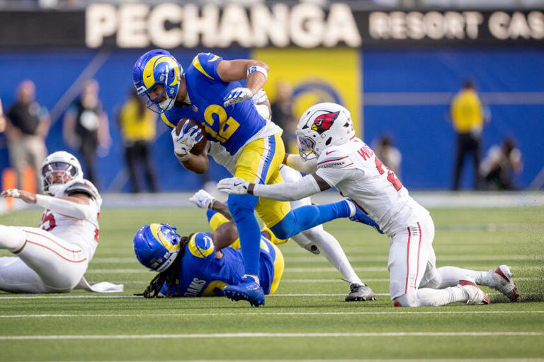 Rams star Puka Nacua leaves practice after sustaining a calf injury