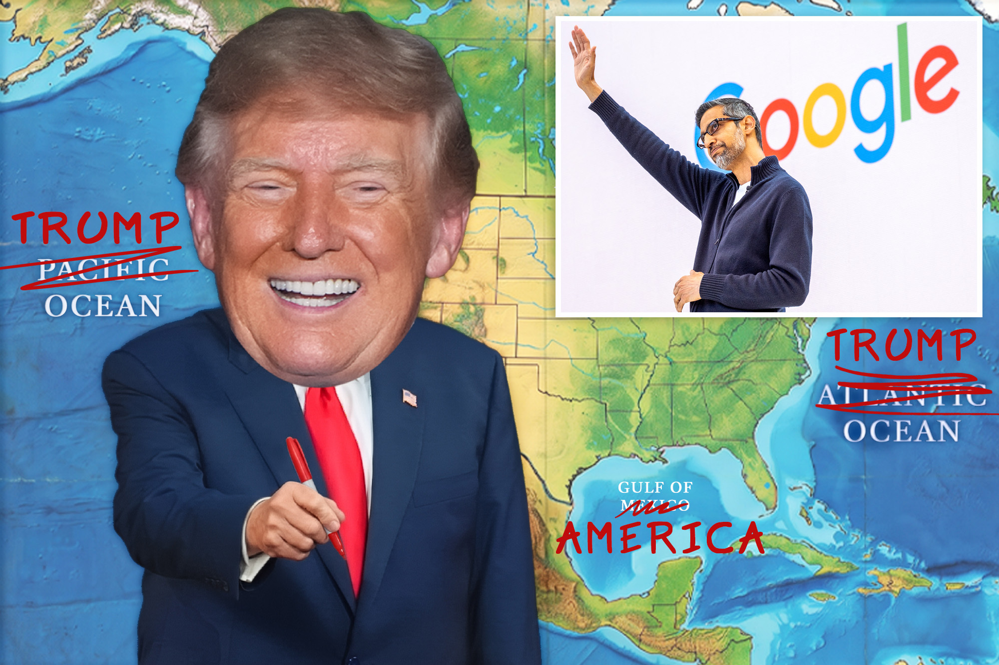 Google CEO Sundar Pichai stopped Trump from renaming the Atlantic Ocean