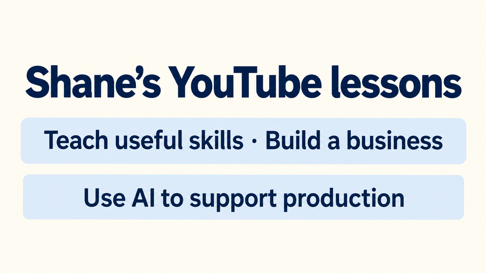 Shane’s YouTube lessons: Educational content, business goals and AI ...