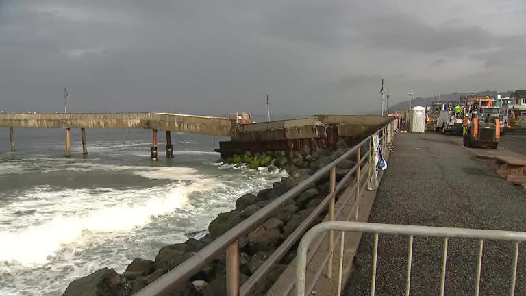Crews begin to repair crumbling Pacifica Pier