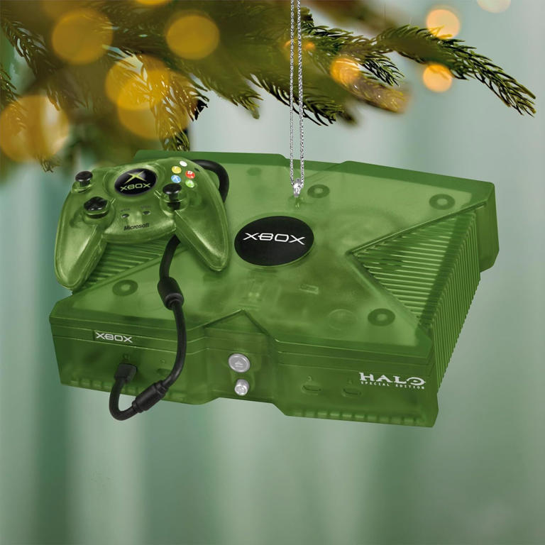 Hallmark just dropped a translucent green Halo Xbox console ornament ...