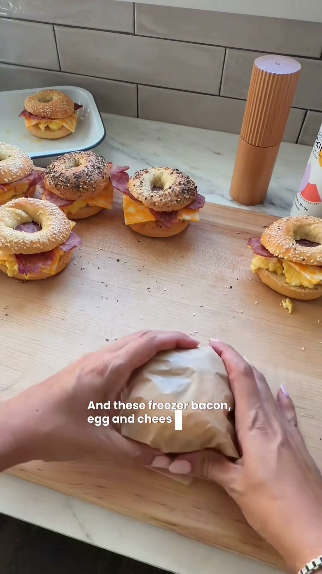 Protein bagel breakfast sandwich