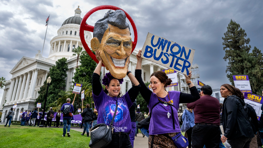 See state workers march to the state Capitol during SEIU's one-day strike