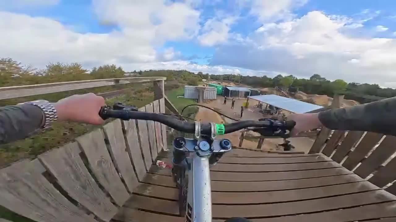 Cyclist slips and falls from wooden ramp at bike course in Newmarket ...