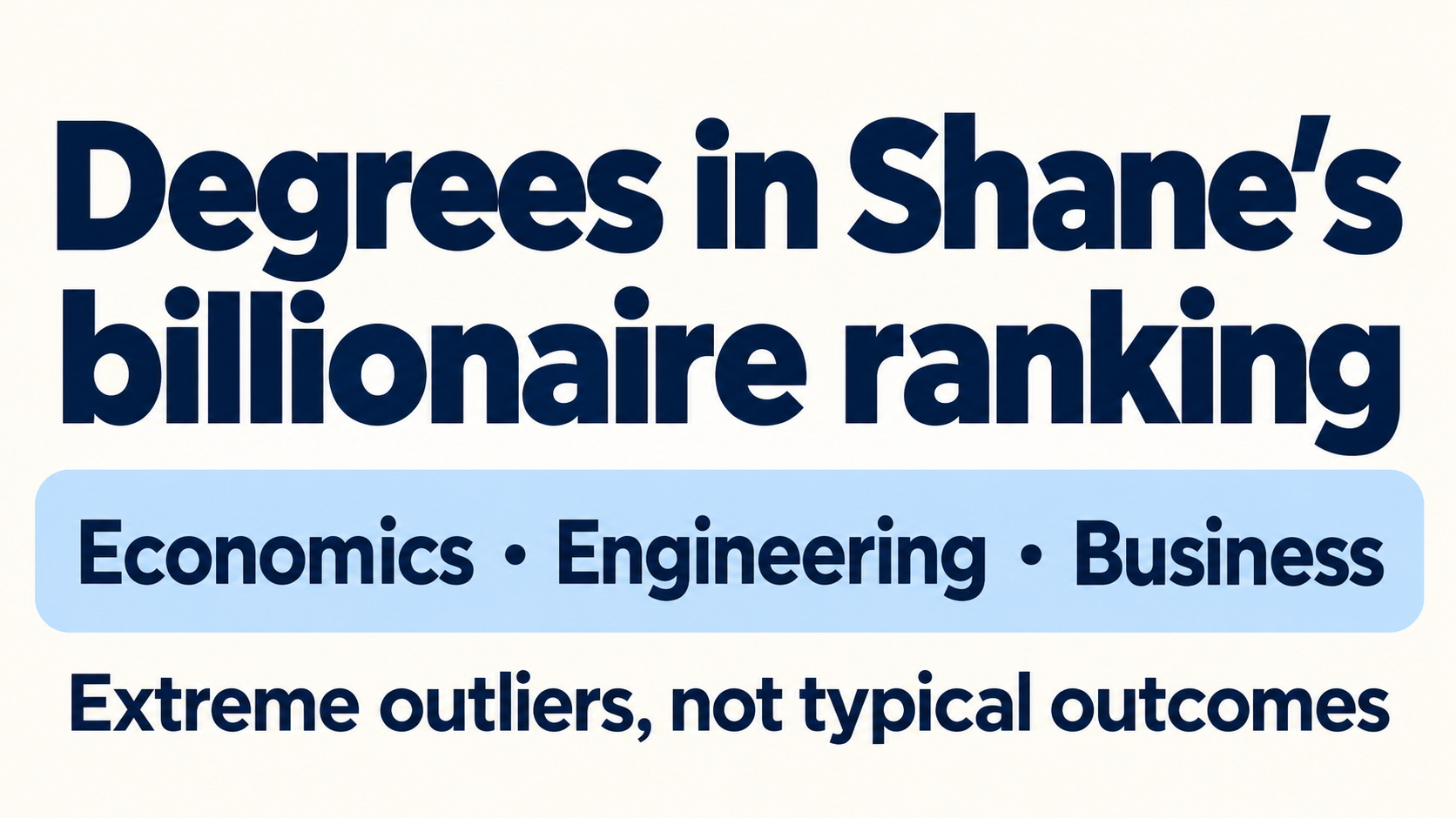 Degrees in Shane’s billionaire ranking: economics, engineering and business