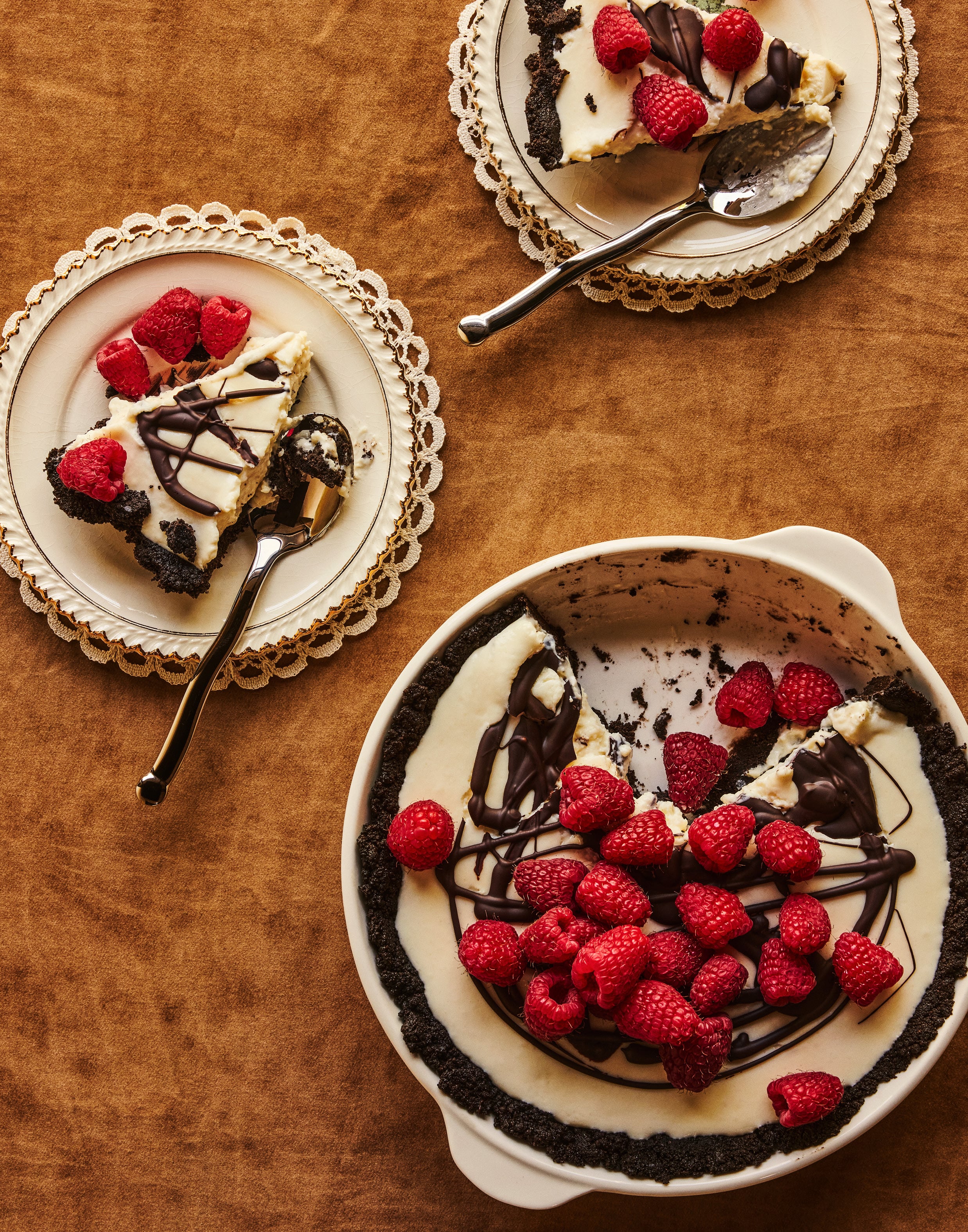 Tarte marbrée au chocolat blanc