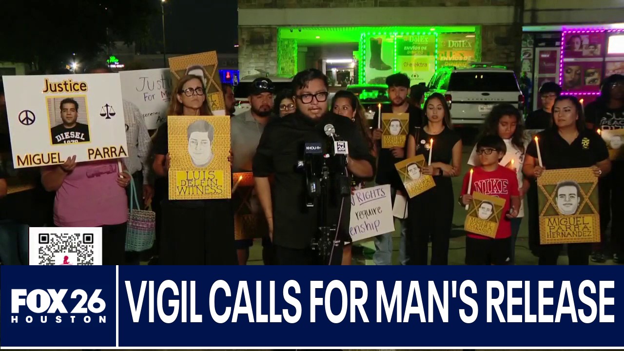 Vigil calls for man's release after ICE crash