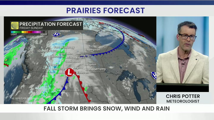 Winter conditions arrive as potent storm targets the Prairies