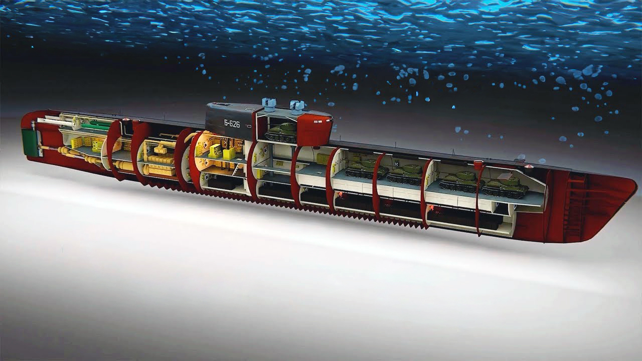 The Soviet submarine designed to carry tanks, troops and fighter planes