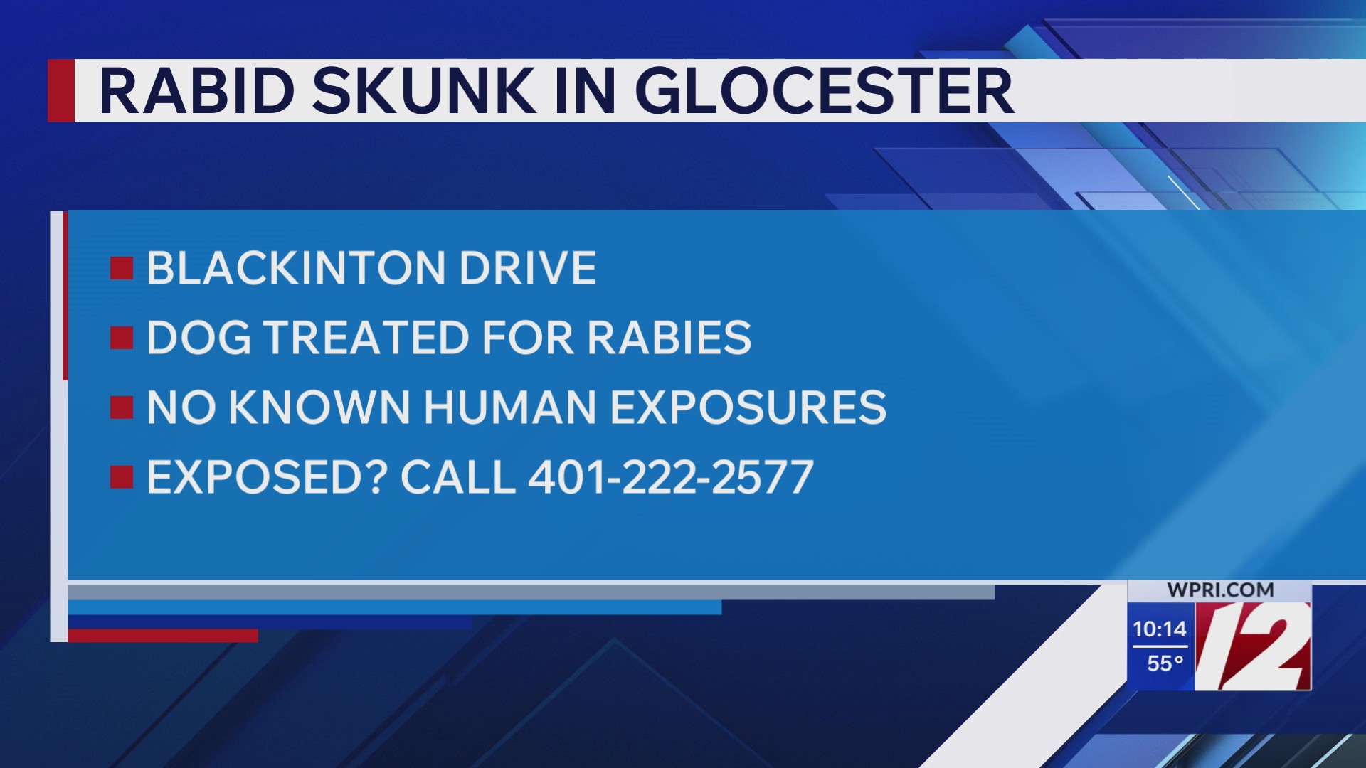 Skunk tests positive for rabies in Glocester