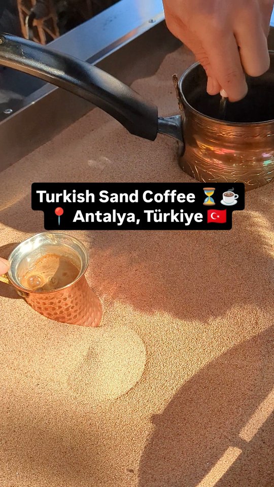 Traditional Turkish sand coffee preparation