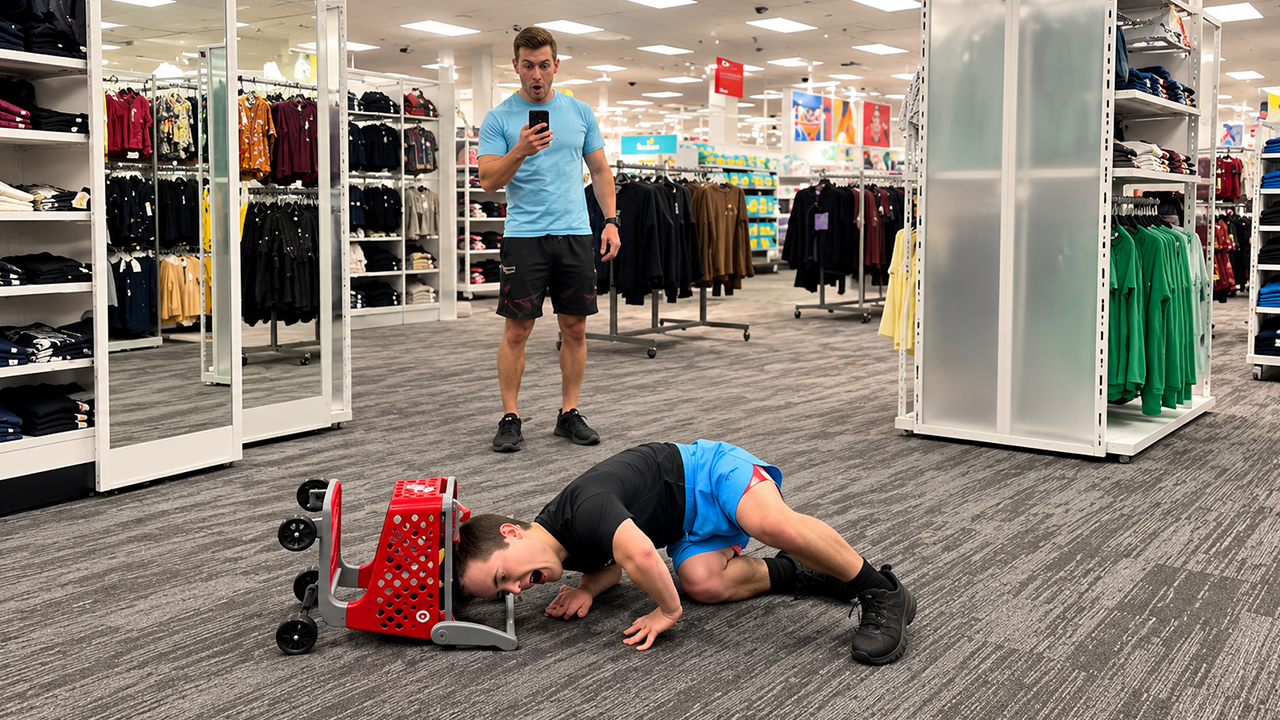 Shopping cart stunt ends in a crash