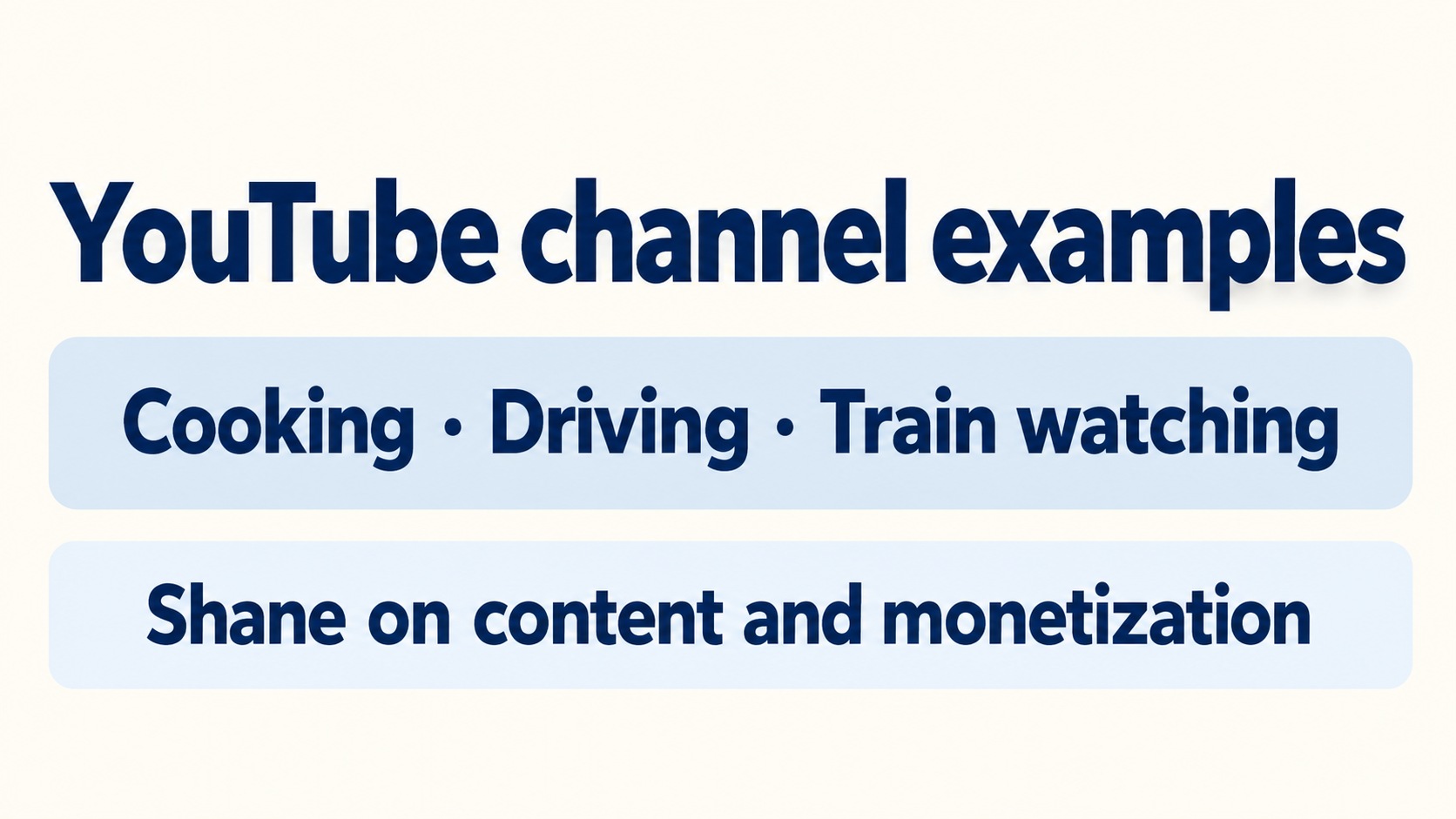 Cooking, driving and train watching: Shane’s YouTube channel examples