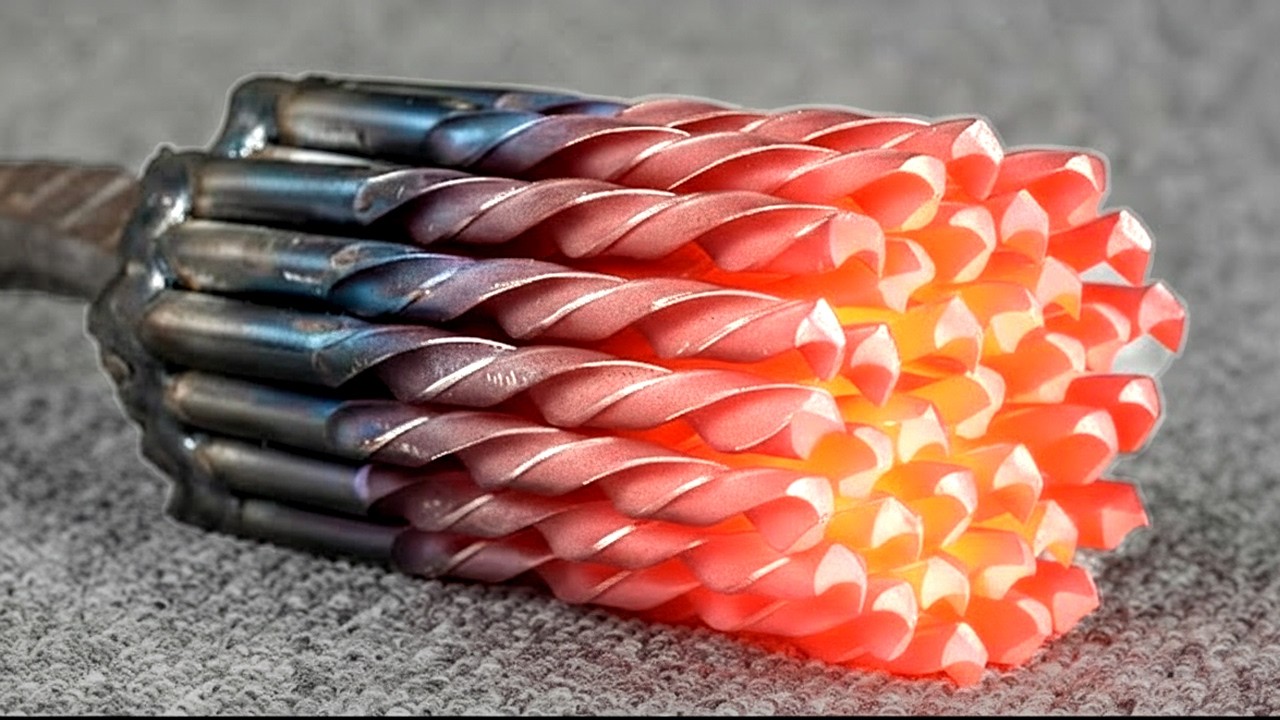 Forging dozens of drill bits into a razor sharp machete
