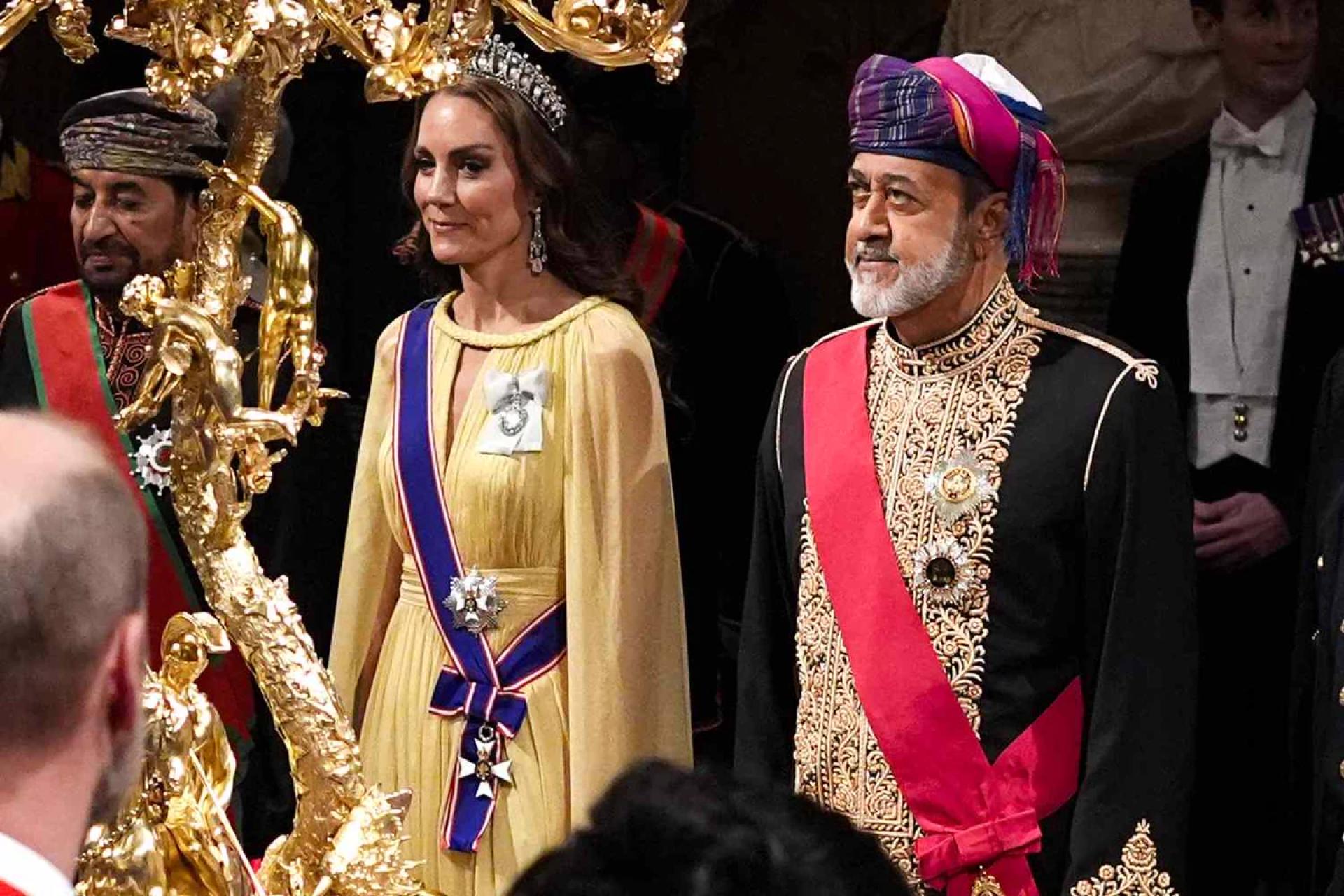 Kate Middleton wears yellow gown and Princess Diana’s favorite tiara at ...