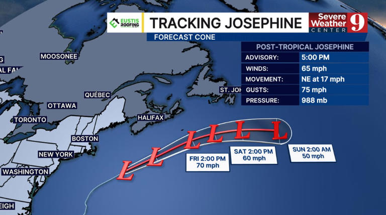 Josephine becomes a post-tropical system in North Atlantic