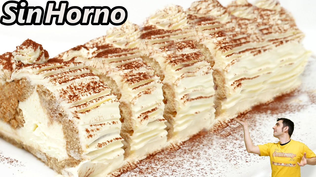 Rollo tiramisú sin horno y sin huevo