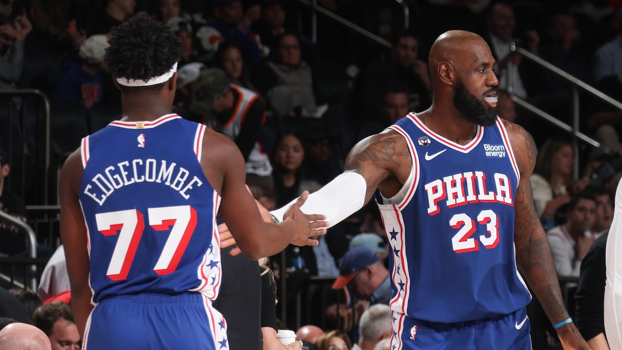 Watch LeBron James give VJ Edgecombe bloody nose after 76ers teammates ...