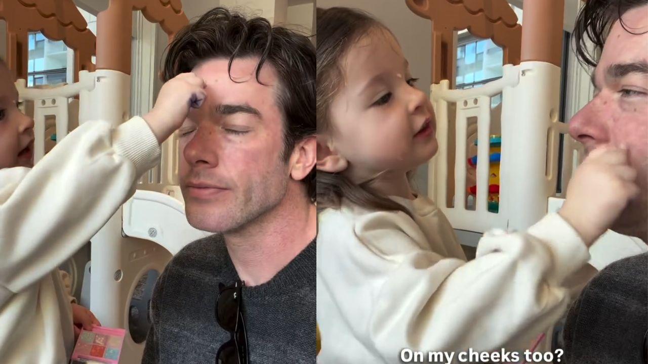 John Mulaney and Olivia Munn's daughter puts makeup on the comedian in ...