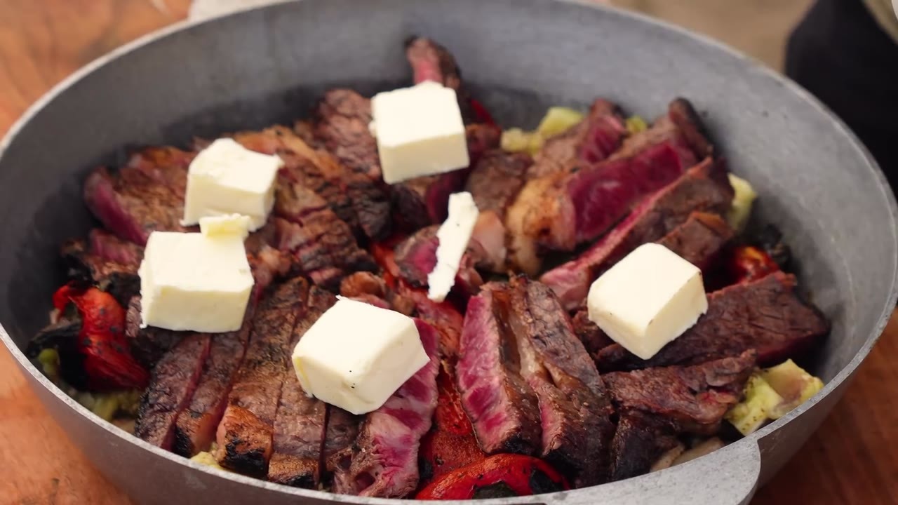 I cooked thick beef steaks directly on burning charcoal and served them ...