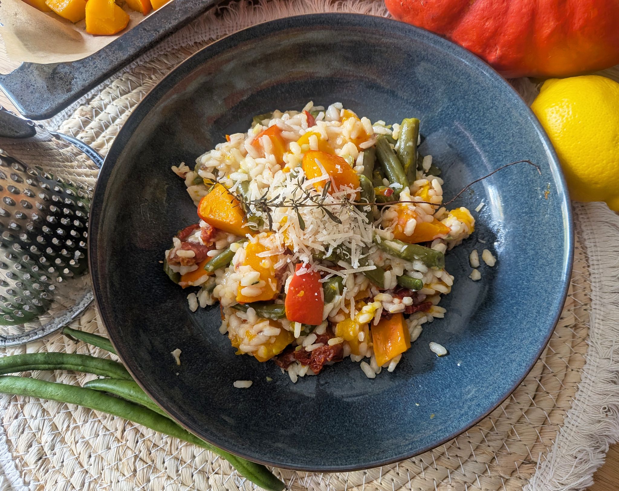 Recipe: Pumpkin risotto with green beans and semi-dried tomatoes