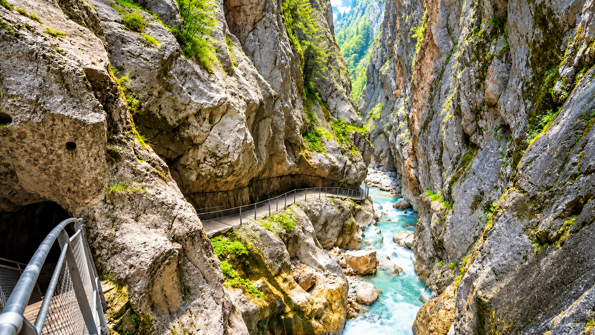 Walking through Höllentalklamm Gorge in Germany (4K)