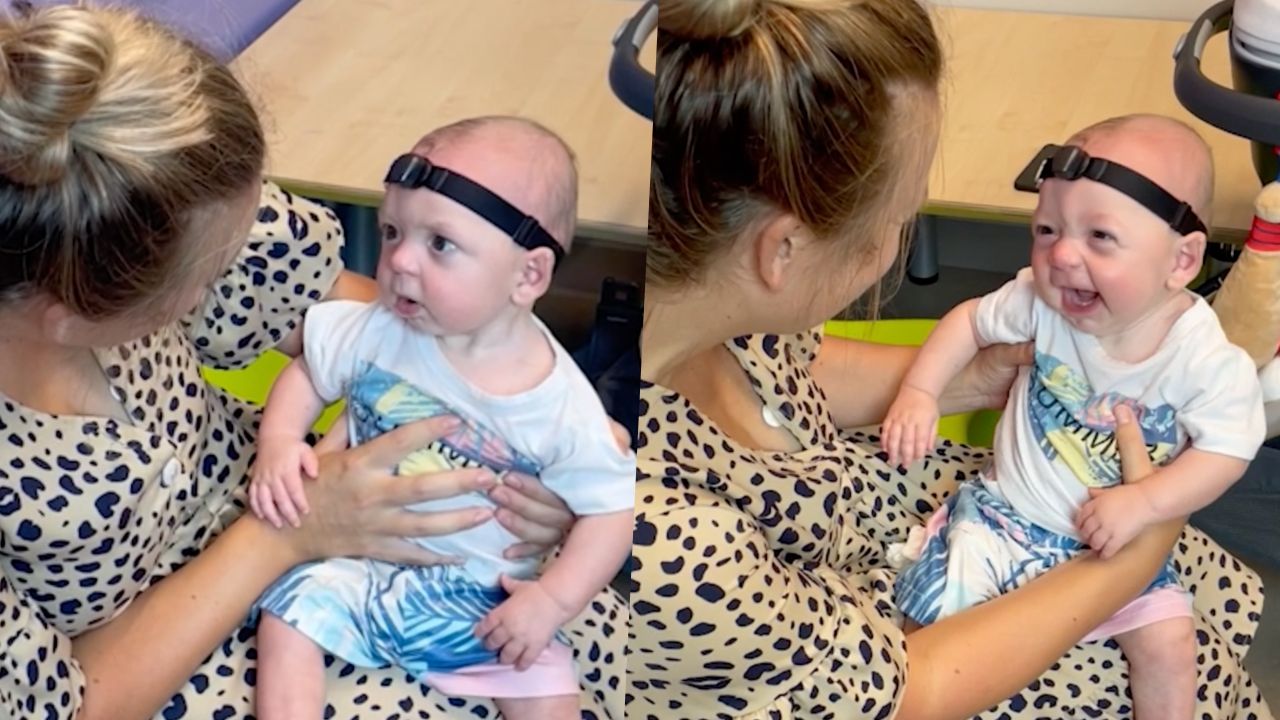 Baby Hears Moms Voice For First Time With Hearing Aid | Happily