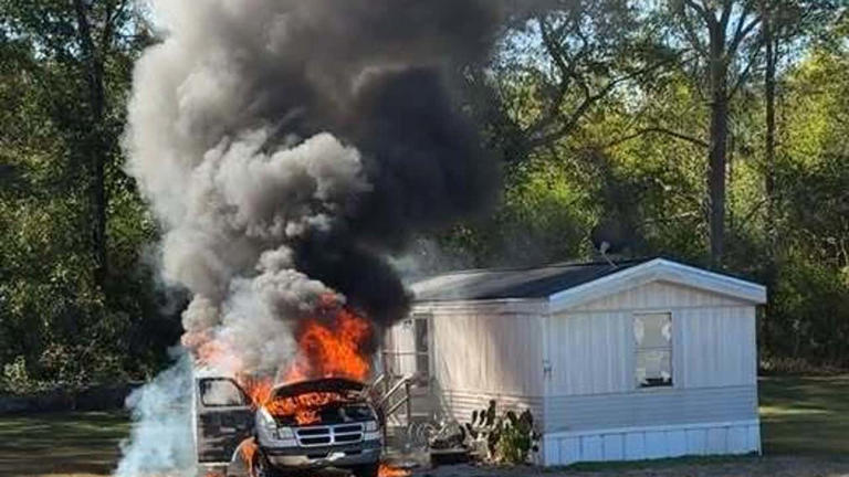 1 burned in Haralson County vehicle fire that threatened building
