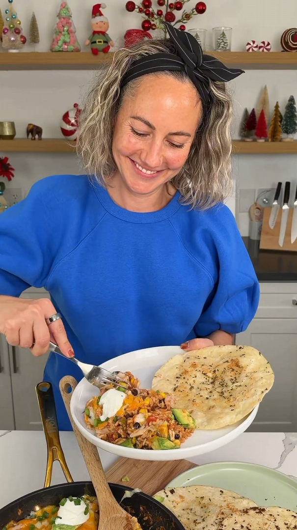 This one pan chicken burrito skillet gets requested at every gathering