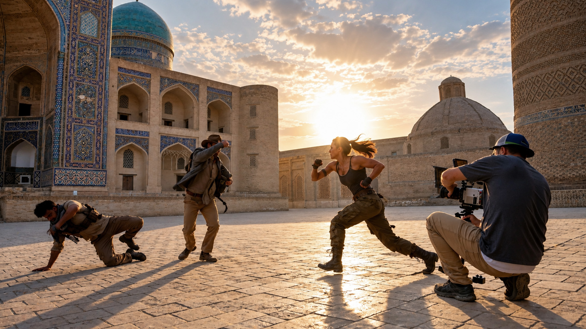A historic mosque becomes the setting for an action scene