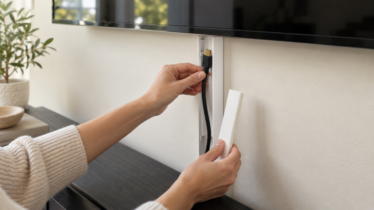 How to hide cords behind a wall mounted TV