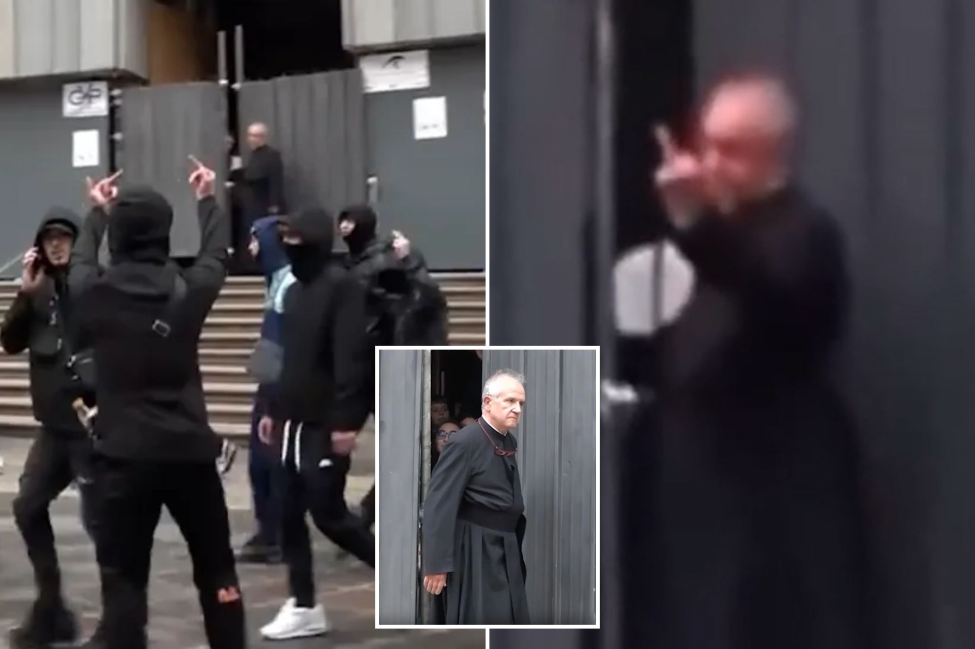 Italian priest gives middle finger to mob of masked rioters who chased ...