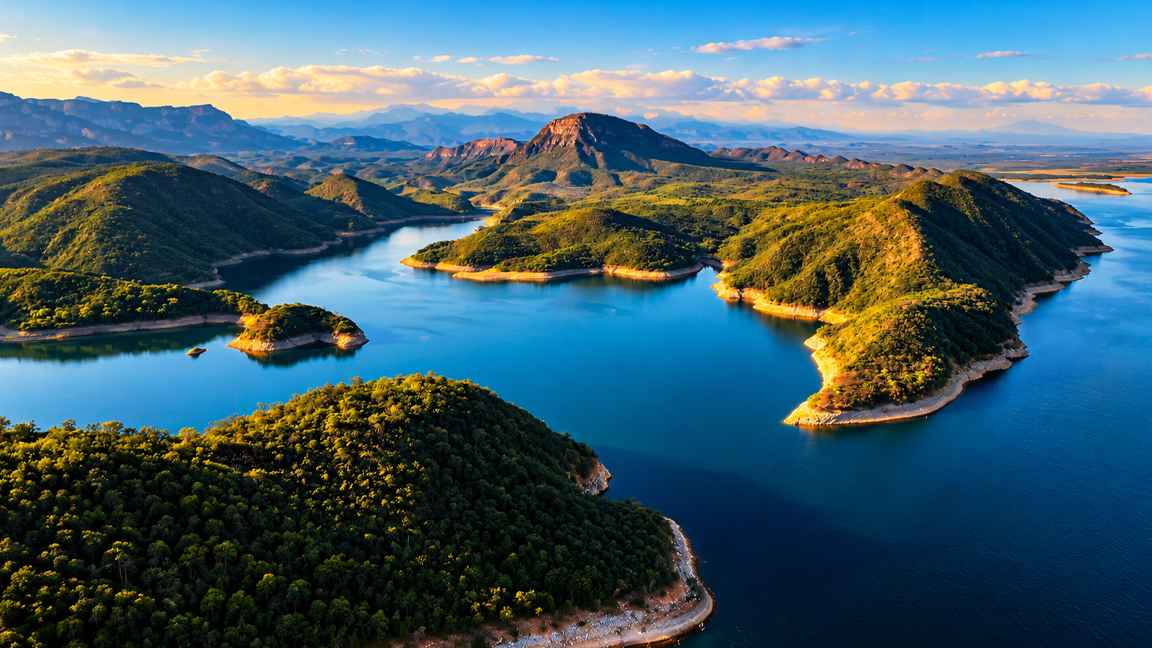Paradiso dorato tra isole meravigliose e acque di montagna tranquille