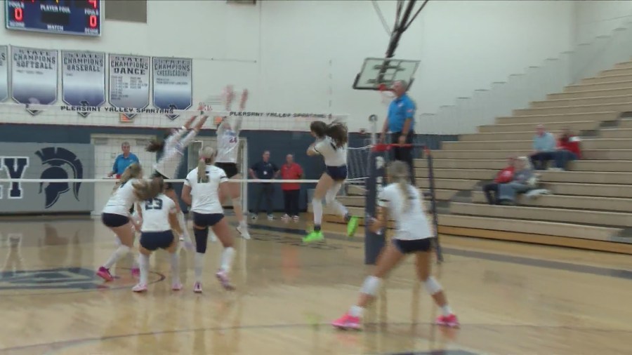 Pleasant Valley volleyball rolls to a win and coach Van Wetzinga to be honored