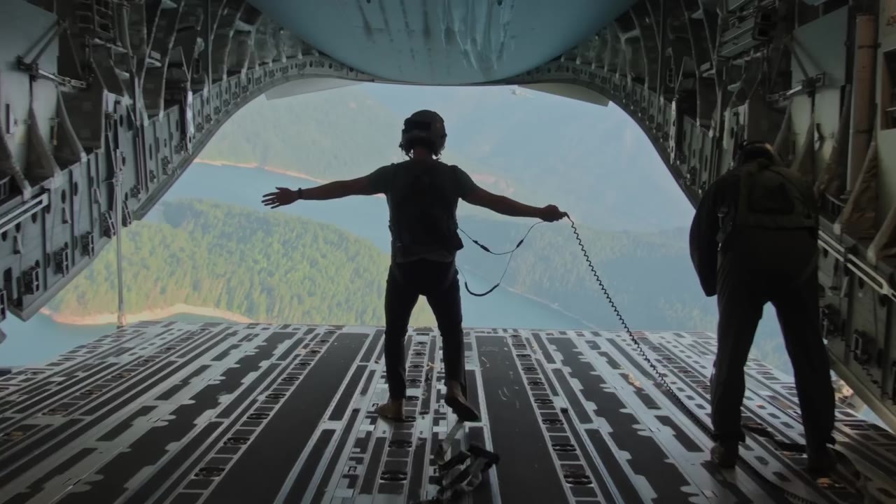 Right now I'm ramp surfing on the back of a C-17 - flying with the rear ...